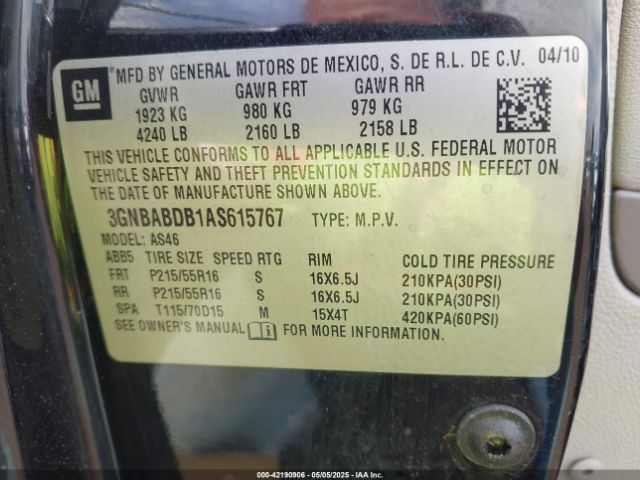 2010 CHEVROLET HHR 3GNBABDB1AS615767 Photo 8