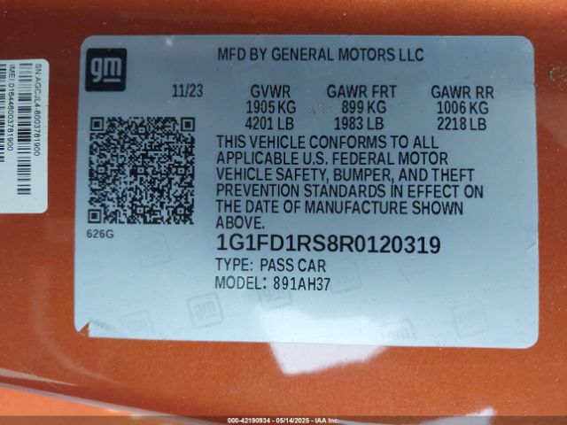 2024 CHEVROLET CAMARO 1G1FD1RS8R0120319 Photo 8
