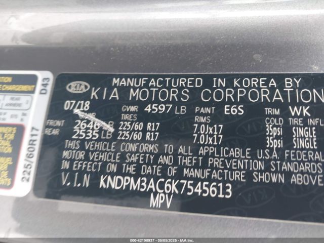 KNDPM3AC6K7545613 KIA Sportage Lx