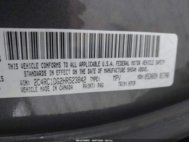 2C4RC1DG2HR523842 Chrysler Pacifica Touring