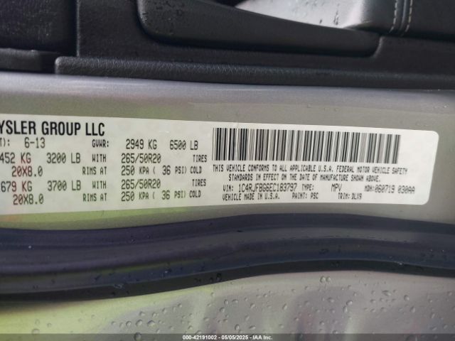 1C4RJFBG6EC183797 Jeep Grand Cherokee Limited
