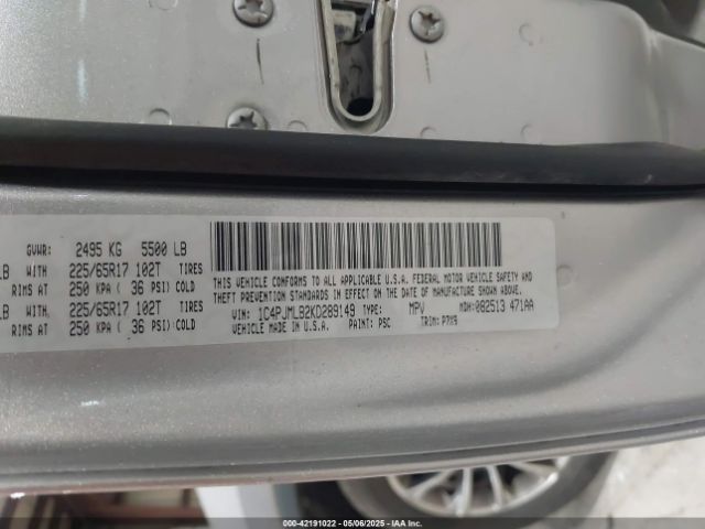 1C4PJMLB2KD289149 Jeep Cherokee Latitude Plus 4x4