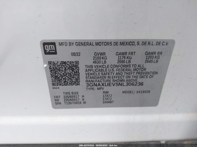 2022 CHEVROLET EQUINOX 3GNAXUEV5NL306236 Photo 8