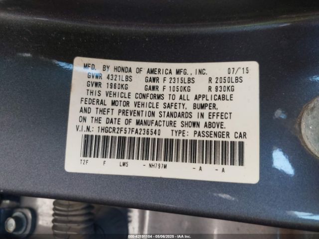 1HGCR2F57FA236540 Honda Accord Sport