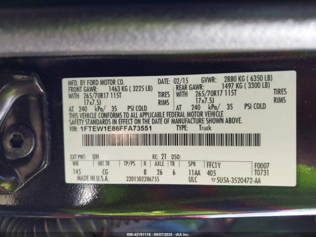 1FTEW1E86FFA73551 Ford F-150 Xl
