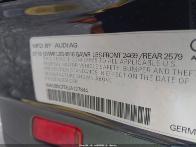 WAUBNCF56JA127844 Audi 2018
