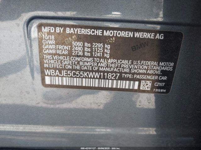 WBAJE5C55KWW11827 BMW 540I