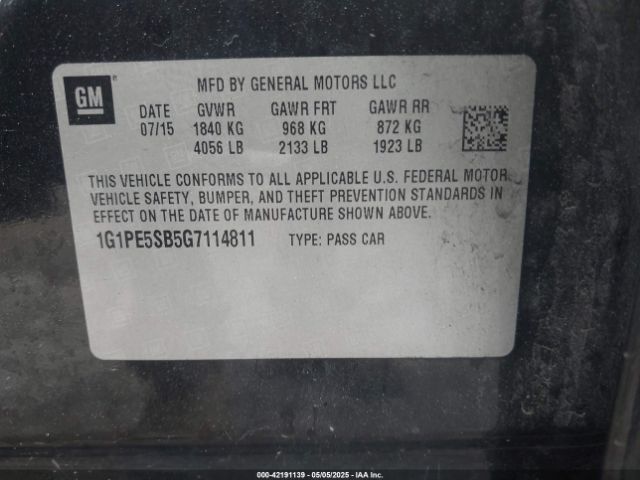 1G1PE5SB5G7114811 Chevrolet Cruze Limited 1lt Auto