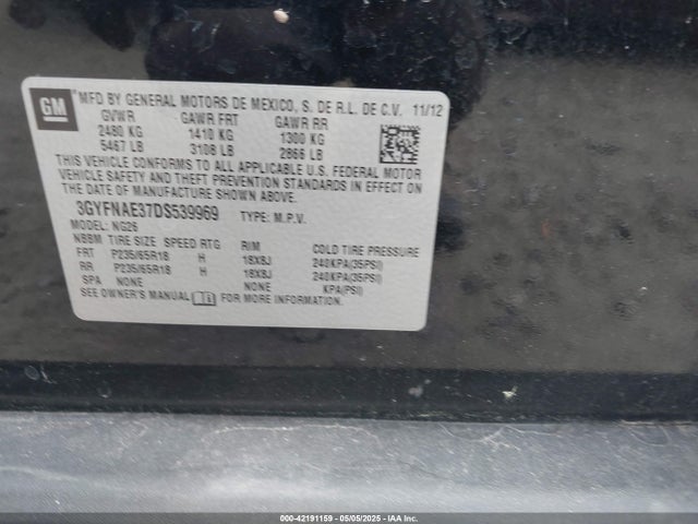 2013 CADILLAC SRX 3GYFNAE37DS539969 Photo 8