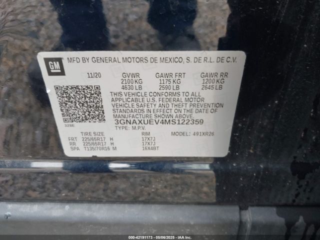 2021 CHEVROLET EQUINOX 3GNAXUEV4MS122359 Photo 8