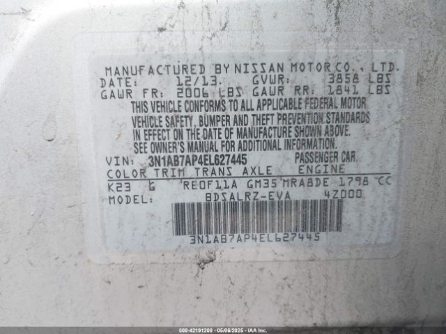 3N1AB7AP4EL627445 Nissan SENTRA SR