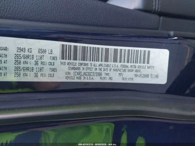 1C4RDJAG3GC315980 Dodge Durango Sxt