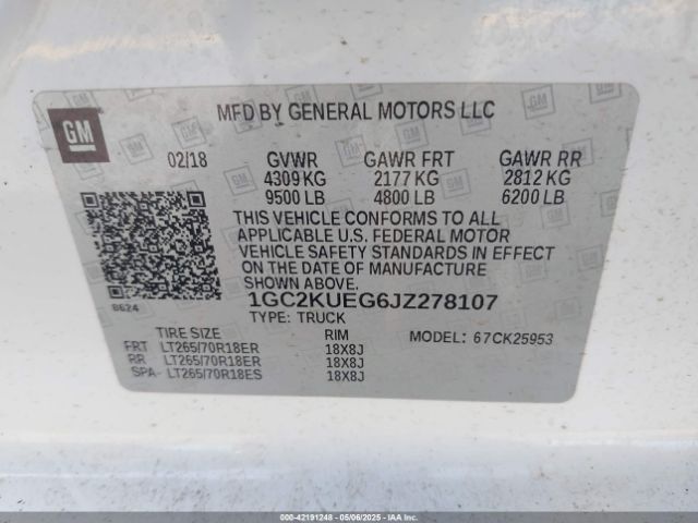 1GC2KUEG6JZ278107 Chevrolet Silverado 2500hd Wt