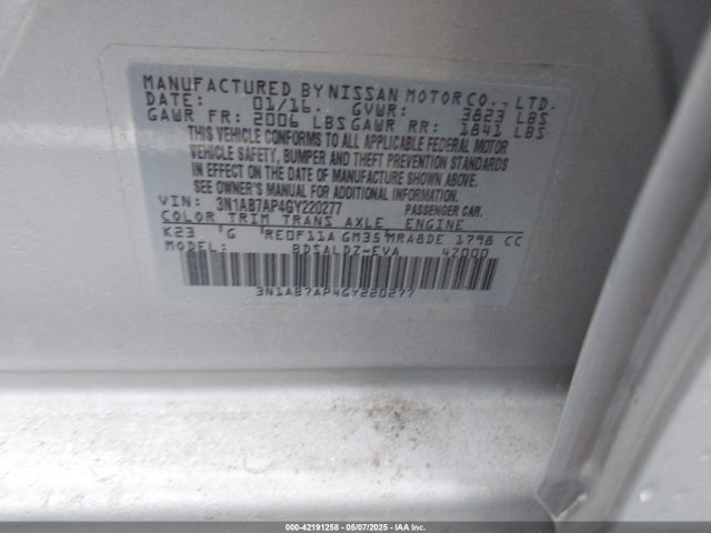 3N1AB7AP4GY220277 Nissan SENTRA SV