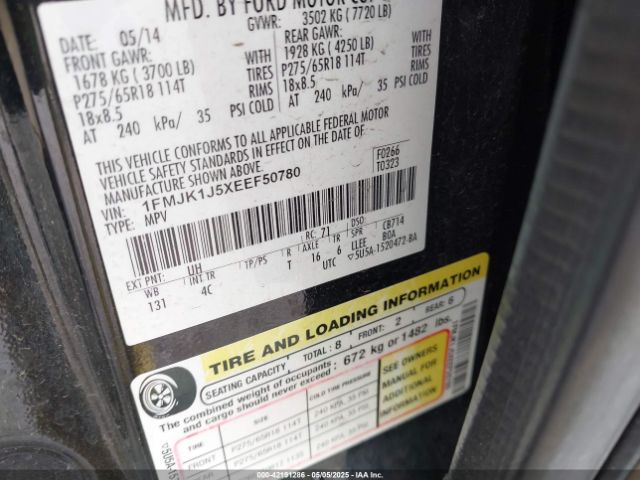 1FMJK1J5XEEF50780 Ford Expedition El Xlt