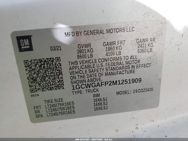 1GCWGAFP2M1251909 Chevrolet lv1