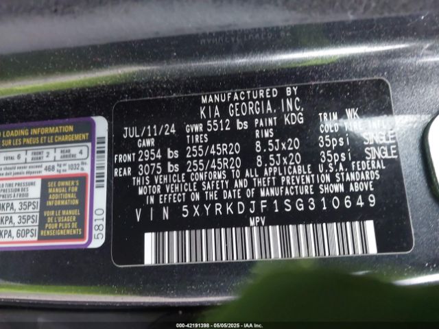 2025 KIA SORENTO 5XYRKDJF1SG310649 Photo 8