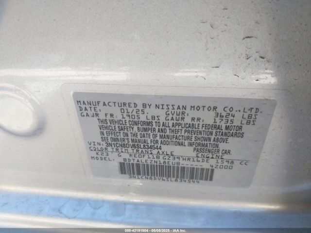 3N1CN8DV6SL834544 Nissan Versa 1.6 S
