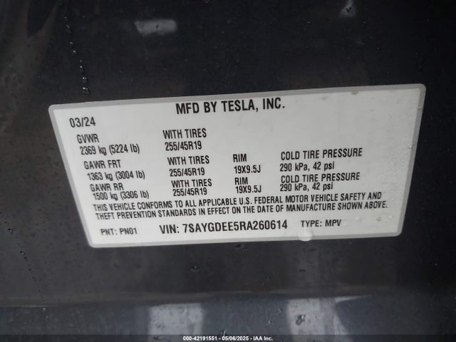 2024 TESLA MODEL Y 7SAYGDEE5RA260614 Photo 8