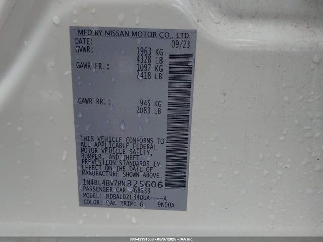 1N4BL4BV7RN325606 Nissan Altima S Fwd