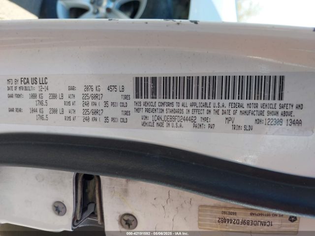 1C4NJDEB9FD244462 Jeep Compass High Altitude Edition