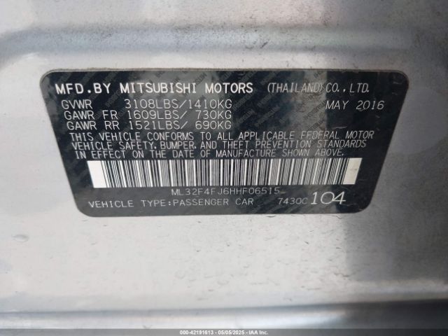 ML32F4FJ6HHF06515 Mitsubishi Mirage G4 Se