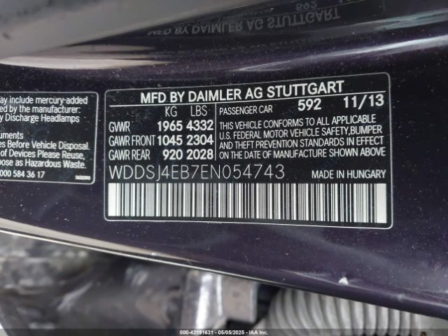 WDDSJ4EB7EN054743 Mercedes-Benz CLA 250
