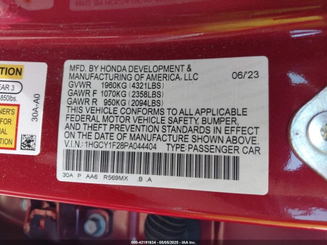 2023 HONDA ACCORD 1HGCY1F28PA044404 Photo 8