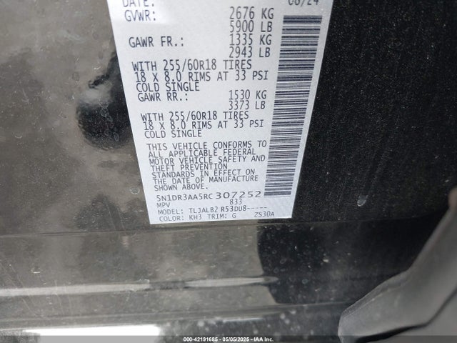 Nissan 2024 2024 5N1DR3AA5RC307252 Image 9