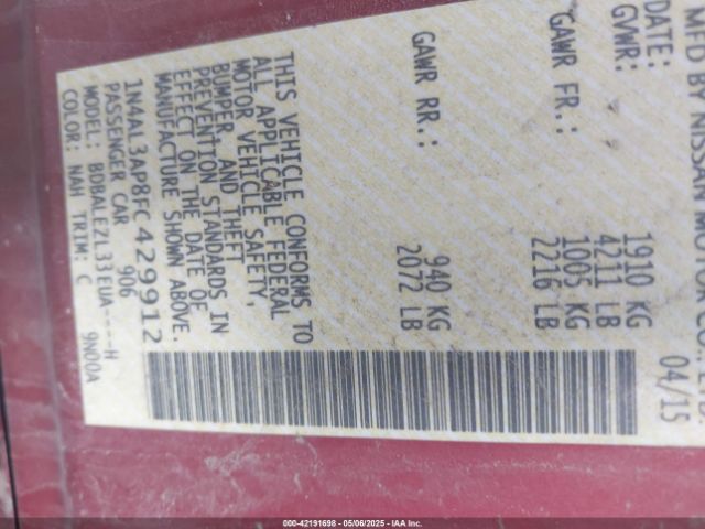 1N4AL3AP8FC429912 Nissan Altima 2.5 S