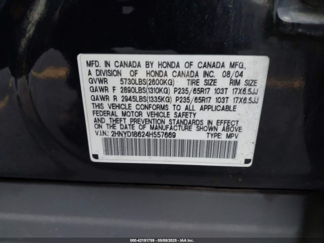 2004 ACURA MDX 2HNYD18624H557669 Photo 8