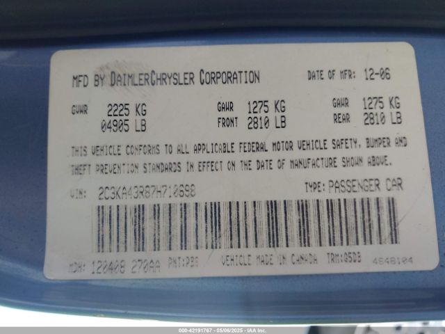 2007 CHRYSLER 300 2C3KA43R87H710698 Photo 8