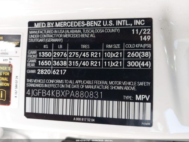 4JGFB4KBXPA880831 Mercedes-Benz Gle 350 4matic