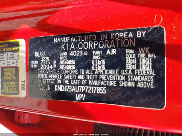 KNDJ23AU7P7217855 KIA SOUL LX