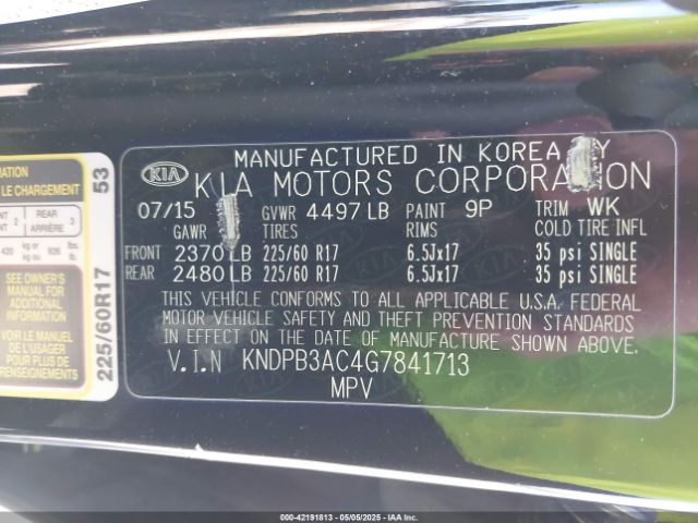 KNDPB3AC4G7841713 KIA Sportage Lx