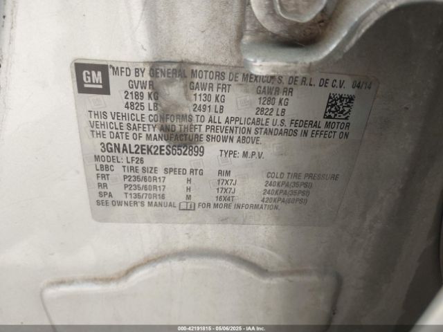 3GNAL2EK2ES652899 Chevrolet Captiva Sport 2ls