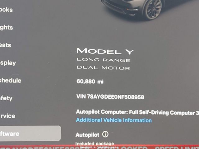 7SAYGDEE0NF508958 Tesla Model Y Long Range Dual Motor All-wheel Drive
