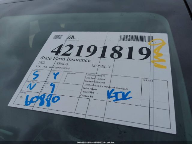 7SAYGDEE0NF508958 Tesla Model Y Long Range Dual Motor All-wheel Drive