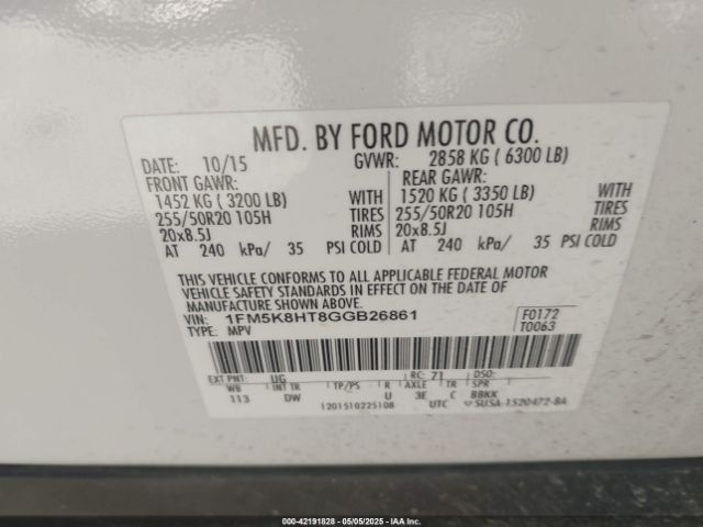 1FM5K8HT8GGB26861 Ford Explorer Platinum