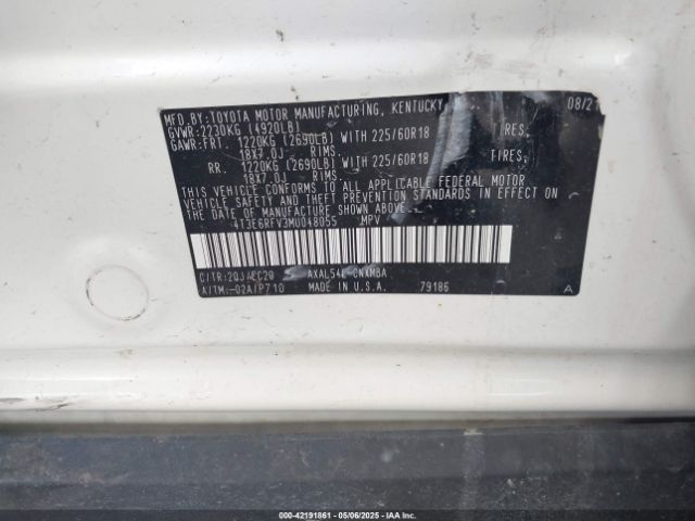 4T3E6RFV3MU048055 Toyota a25a-fxs, 3nm+4nm(li)