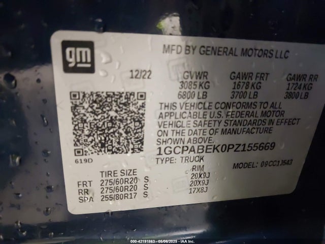 1GCPABEK0PZ155669 Chevrolet l3b
