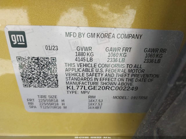 KL77LGE20RC002249 Chevrolet lih