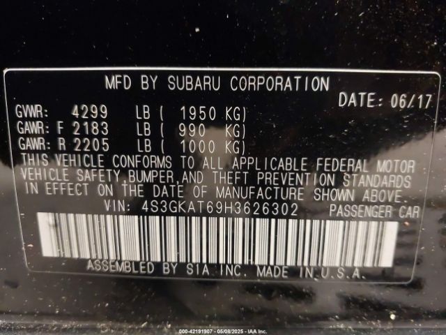 4S3GKAT69H3626302 Subaru Impreza 2.0i Limited