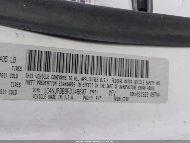 1C4NJPBB8FD149607 Jeep Patriot Sport