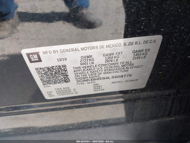 Chevrolet lgx 2020 3GNKBHRS4LS608775 Image 9