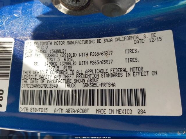 3TMCZ5AN5GM013540 Toyota 2gr-fks