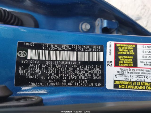 4T1B11HK9KU241905 Toyota CAMRY SE
