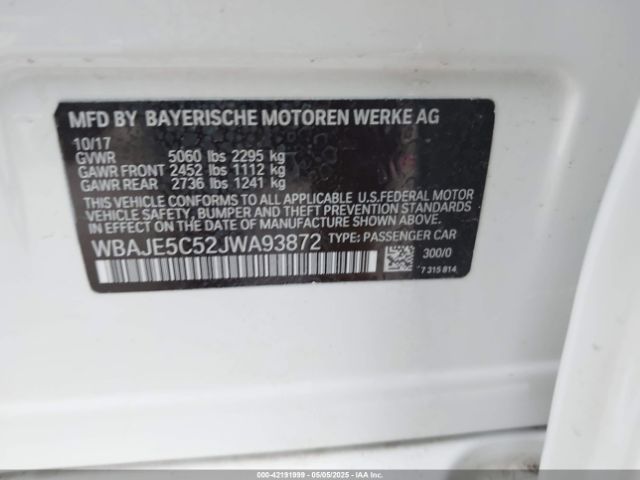 2018 BMW 540I WBAJE5C52JWA93872 Photo 8