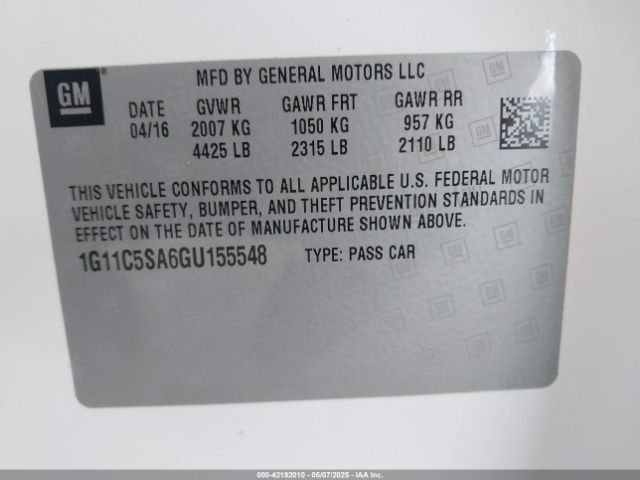 1G11C5SA6GU155548 Chevrolet Malibu Limited Lt