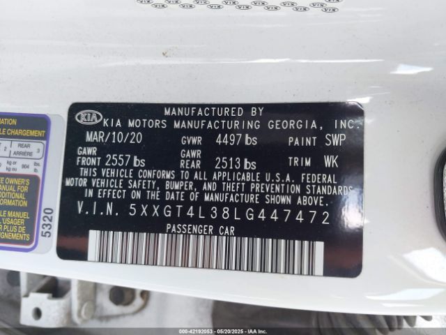 5XXGT4L38LG447472 KIA Optima Se